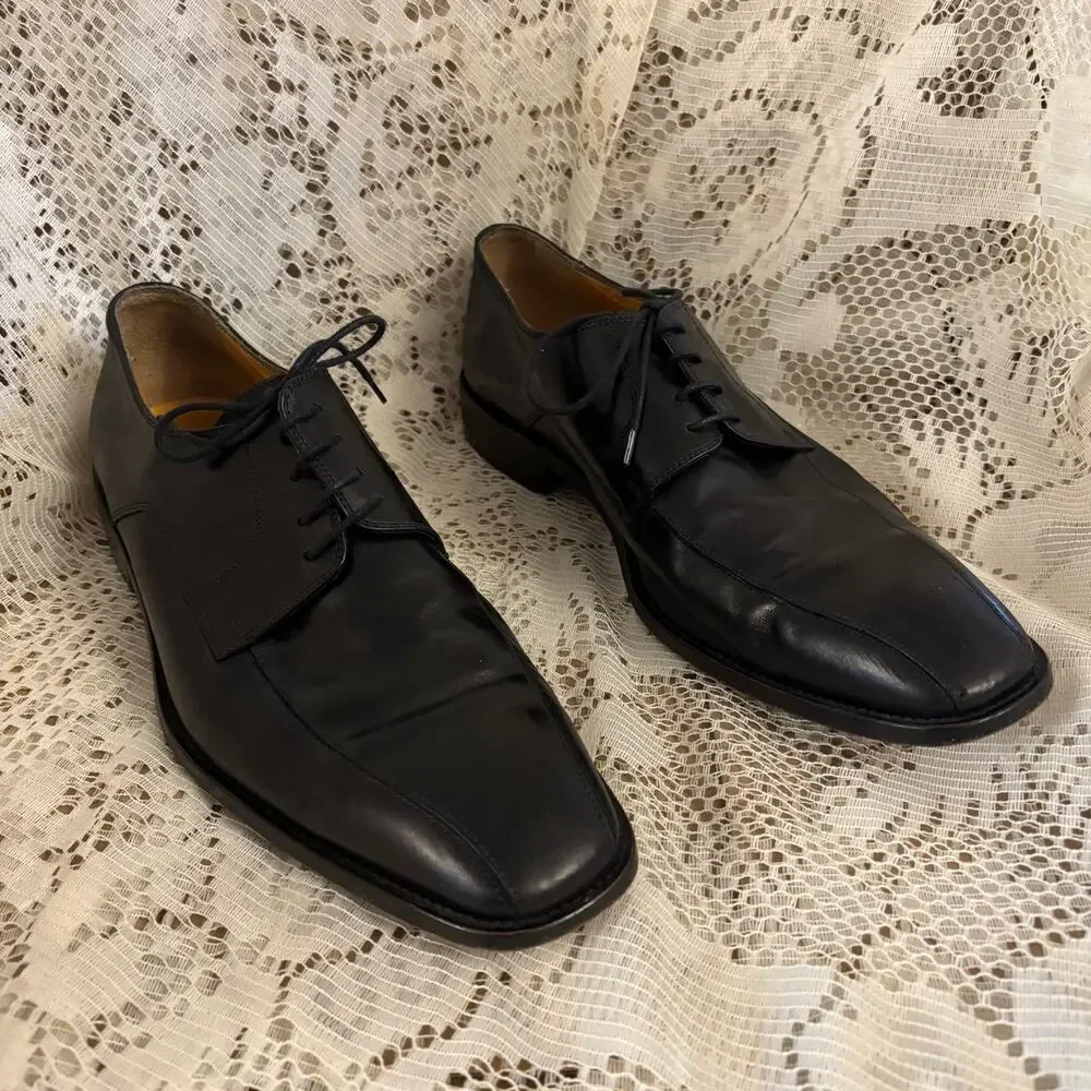 Windport Men's Size 45 (12) Black Apron Toe Derby Shoes